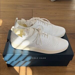Cole Haan Cream Knit Lace-Up Sneakers